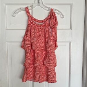 Orange/white tiered tank top